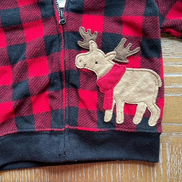 Child of Mine Plaid Red and Black Kids Hoodie with Moose Design Size 3-6 Months - Picture 2 of 6